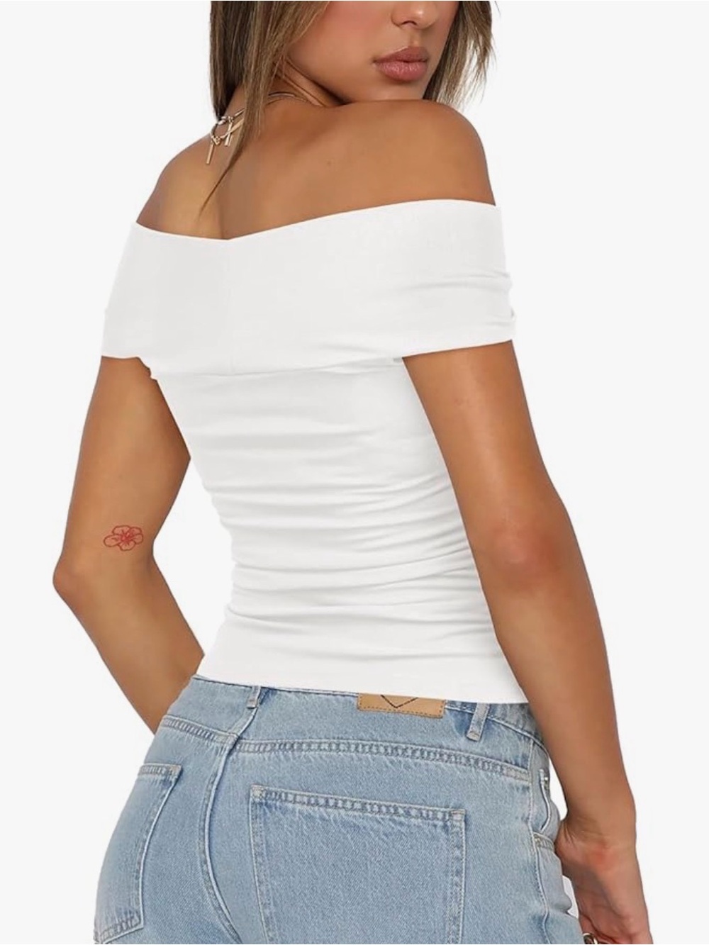 Twist Front 🤍 Off The Shoulder Top - Picture 3 of 12